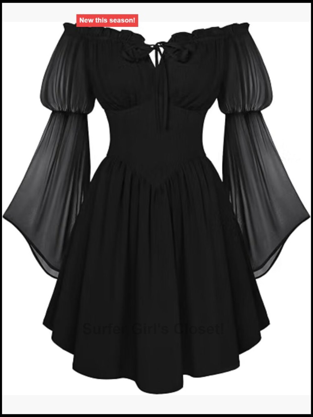 Renaissance Corset Waist Dress with Bell Sleeves and Pockets